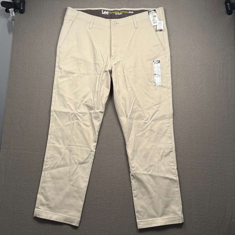 Lee Extreme Motion MVP Pants Mens 38x29 Salina Stone Slim Straight 112331610